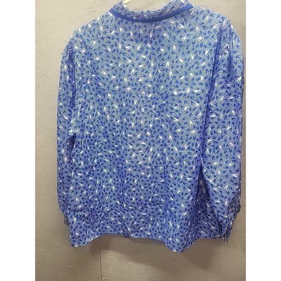 Lady Manhattan vtg 80s Blue Blouse Collared‎ Button Down Top 3X Retro - Picture 9 of 10